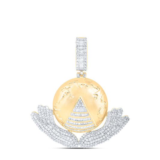 10kt Yellow Gold 2 Cttw Natural Diamond World Map Mens Charm