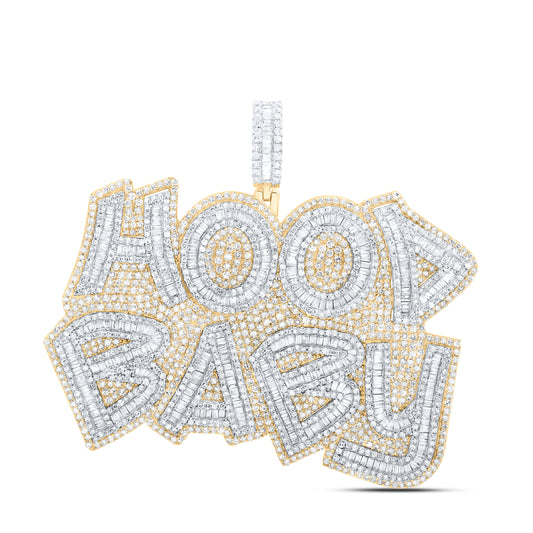 10kt Yellow Gold 6 7/8 Cttw Natural Diamond " Hood Baby" Men's Charm