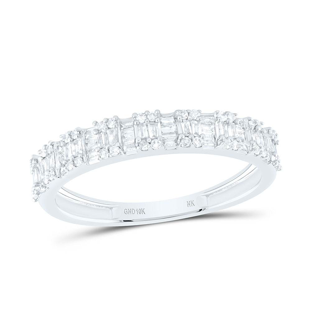 10kt White Gold 1/3 Cttw Natural Diamond Bridal Wedding Engagement Anniversary Womens Band, Women Size: 5-9