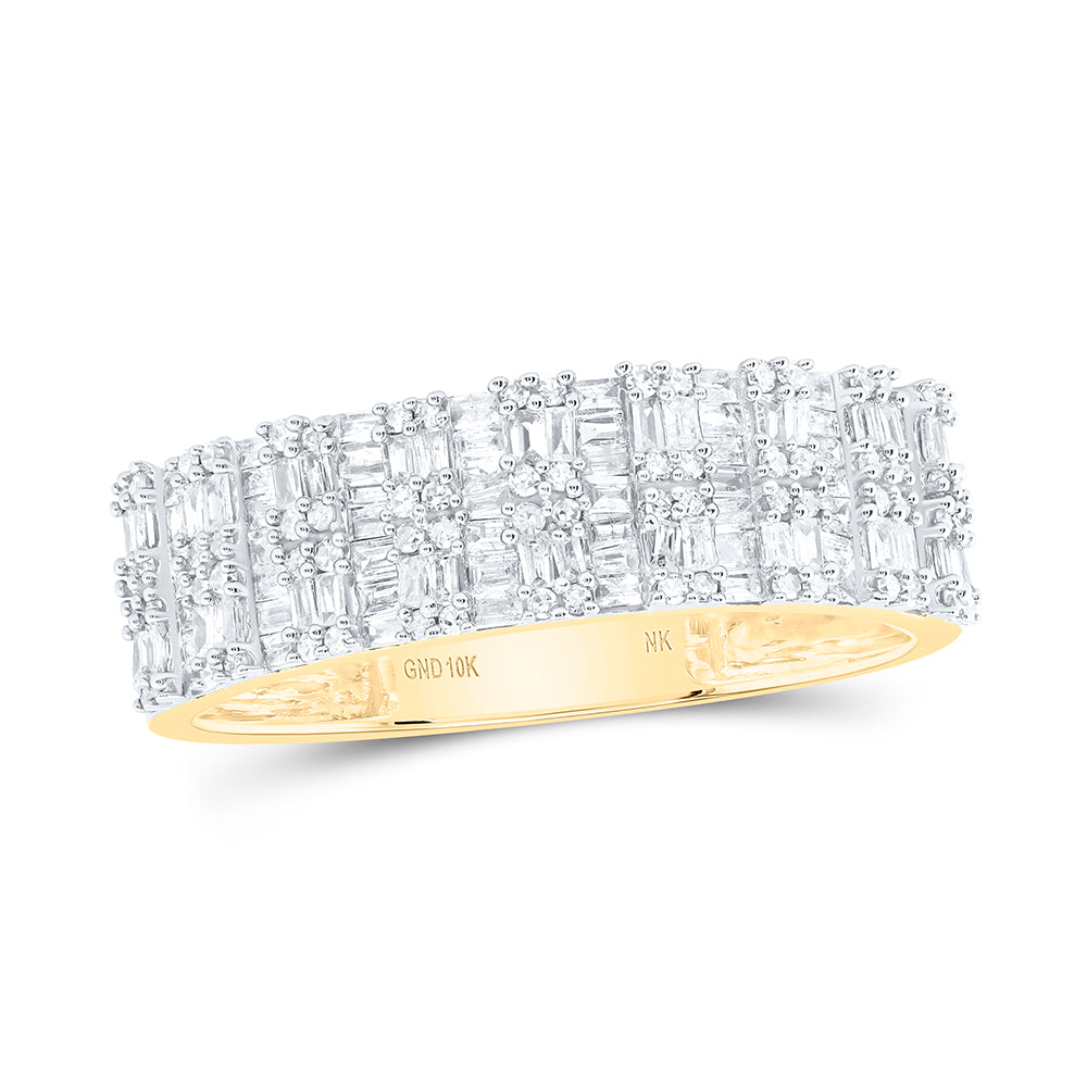 10kt Yellow Gold 3/4 Cttw Natural Diamond Mens Band, Men Size: 8-12