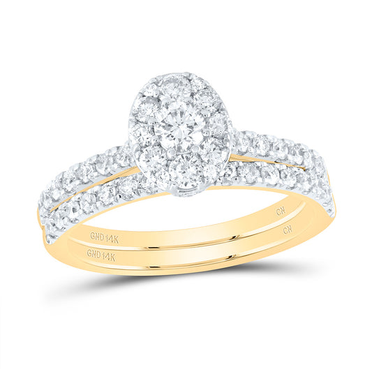 14kt Yellow Gold 1 Cttw Natural Diamond Round Single Halo Wedding Engagement Anniversary Bridal Set, Women Size: 5-9