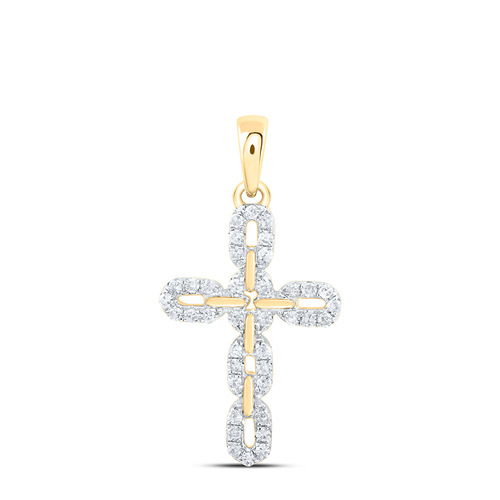 10kt Yellow Gold 1/5 Cttw Natural Diamond Cross Pendant