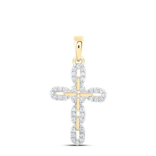 10kt Yellow Gold 1/5 Cttw Natural Diamond Cross Pendant