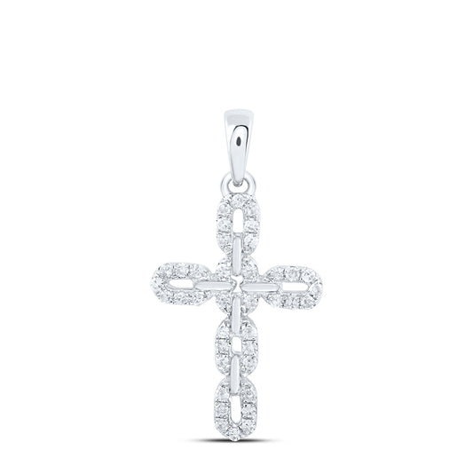 10kt White Gold 1/5 Cttw Natural Diamond Cross Pendant