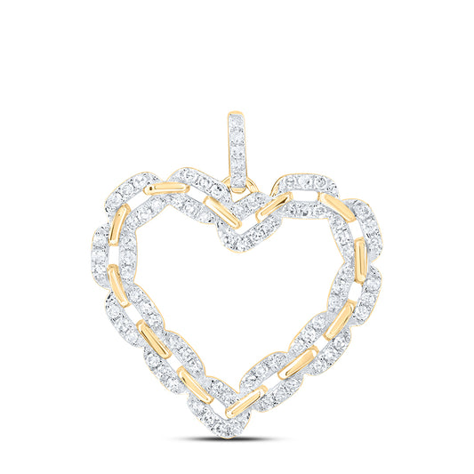 10kt Yellow Gold 3/8 Cttw Natural Diamond Heart Pendant