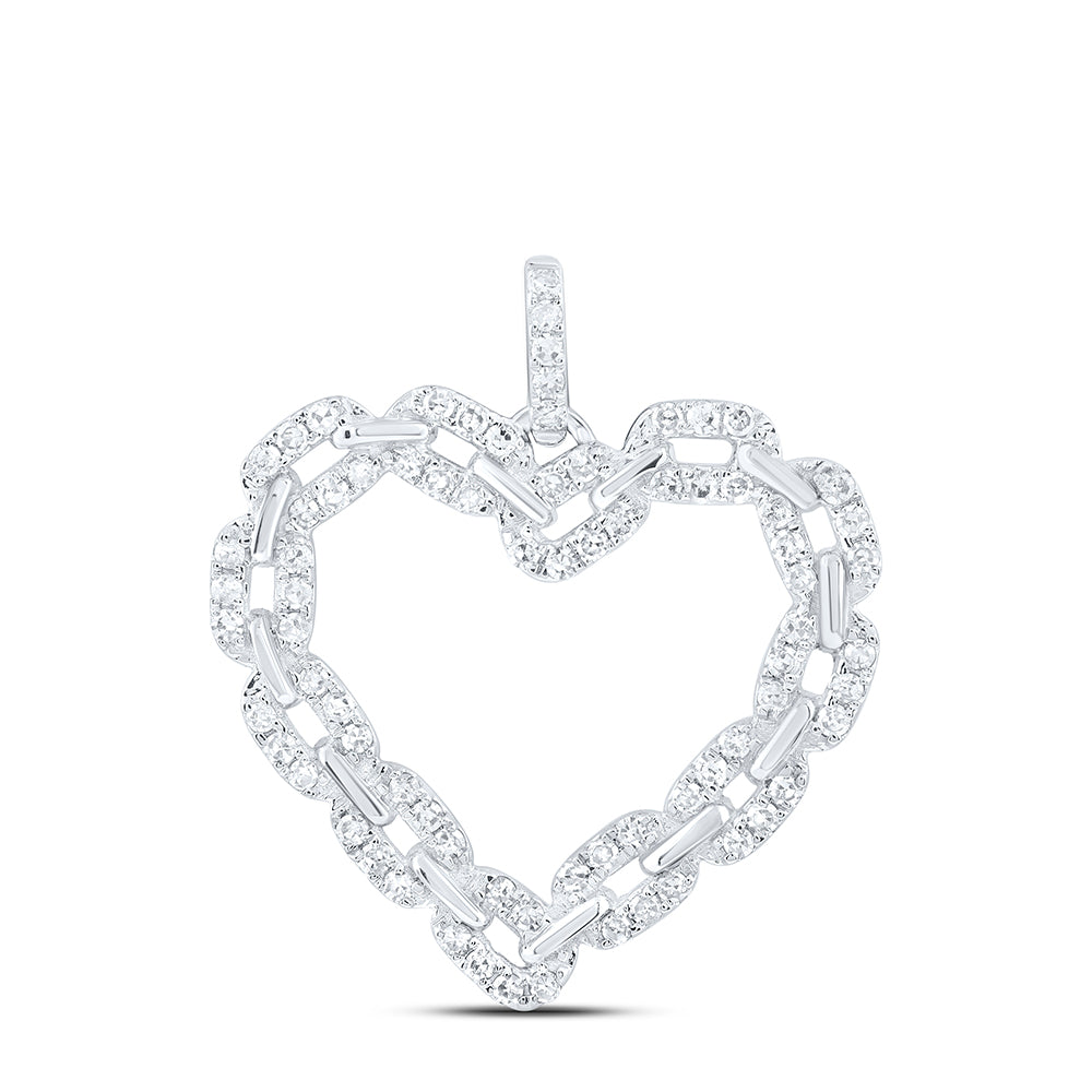 10K White Gold 3/8Ctw Natural Diamond Gift Heart Pendant