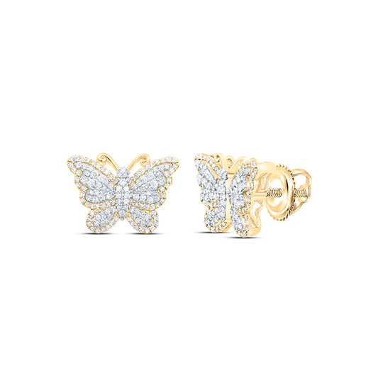 10kt Yellow Gold 5/8 Cttw Natural Diamond Fashion Butterfly Earring