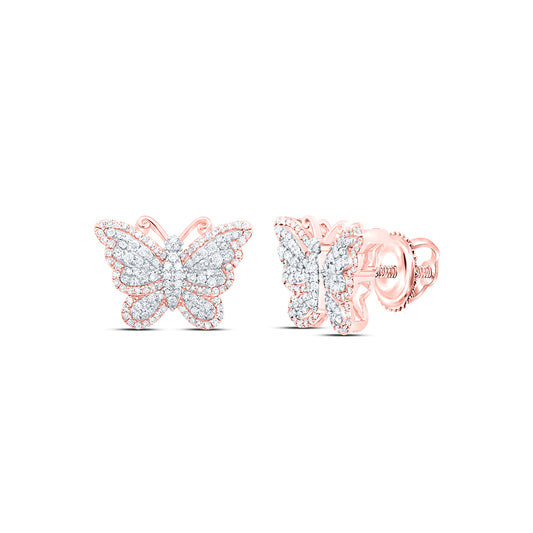 10kt Rose Gold 5/8 Cttw Natural Diamond Fashion Butterfly Earring