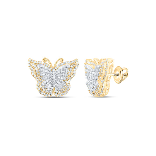10kt Yellow Gold 1 Cttw Natural Diamond Fashion Butterfly Earring