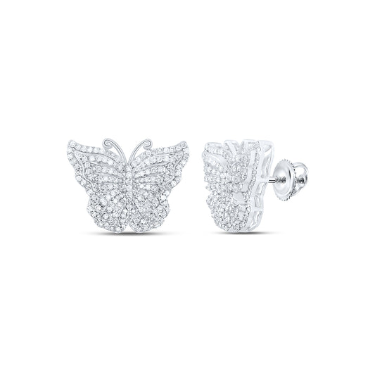 10kt White Gold 1 Cttw Natural Diamond Fashion Butterfly Earring