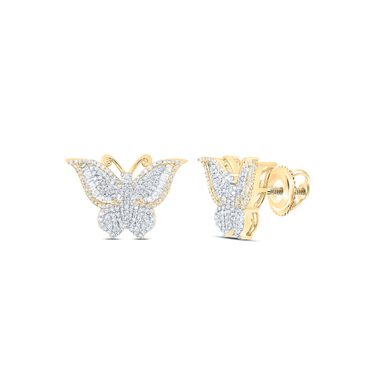 10kt Yellow Gold 1 1/2 Cttw Natural Diamond Fashion Butterfly Earring