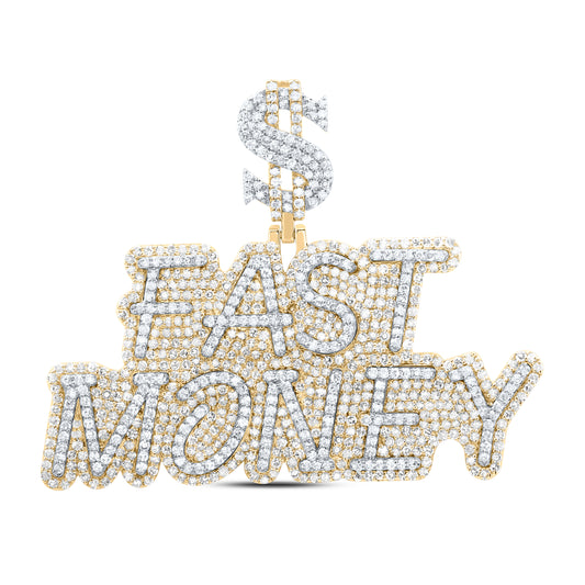 10kt Yellow Gold 2 7/8 Cttw Natural Diamond " Fast Money" Mens Charm