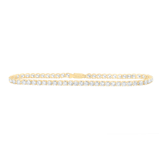 14kt Yellow Gold 5 Cttw Natural Diamond Tennis Bracelet, Length: 7 Inch
