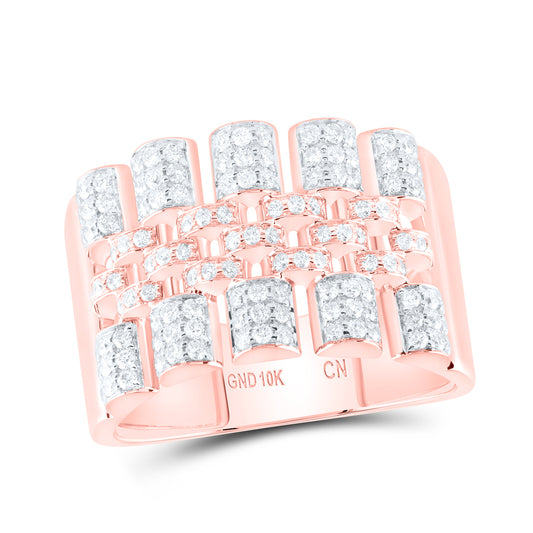 10kt Rose Gold 7/8 Cttw Natural Diamond Mens Ring, Men Size: 8-12