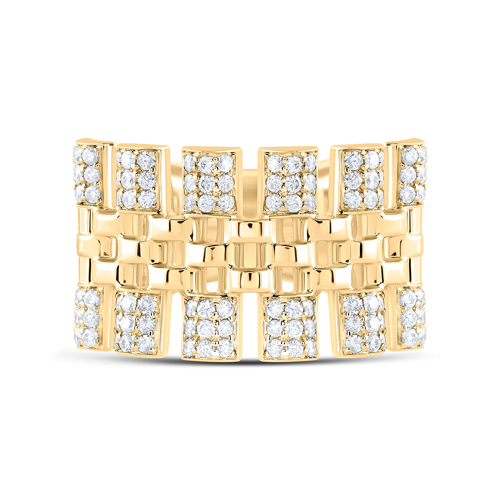 10kt Yellow Gold 3/4 Cttw Natural Diamond Mens Ring, Men Size: 8-12