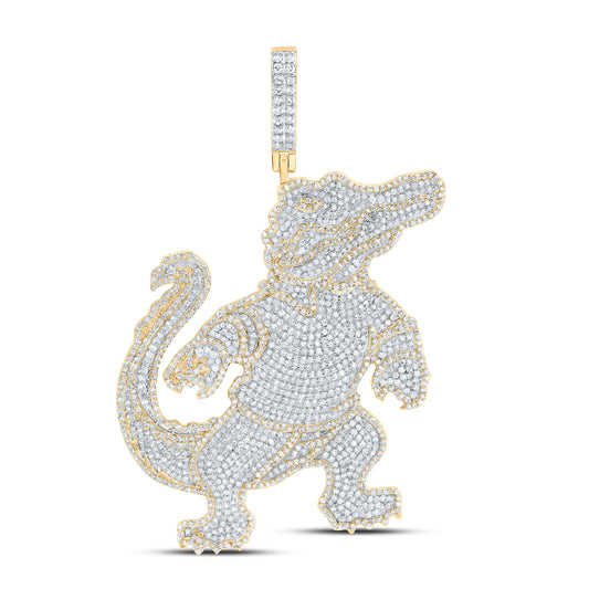 10kt Yellow Gold 3 3/8 Cttw Natural Diamond Crocodile Mens Charm