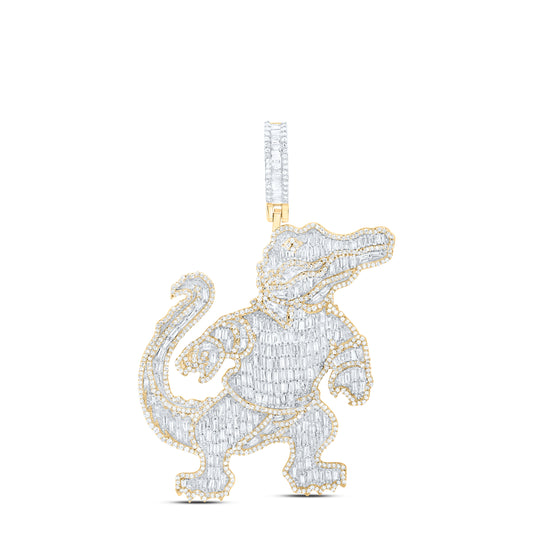 10kt Yellow Gold 3 3/8 Cttw Natural Diamond Crocodile Mens Charm