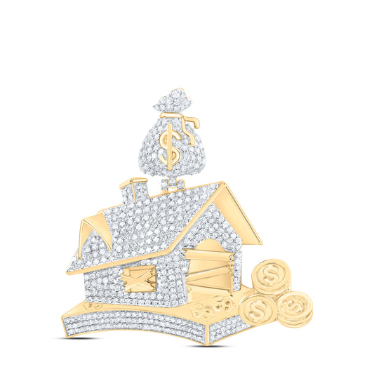 10kt Yellow Gold 1 5/8 Cttw Natural Diamond Money House Mens Charm
