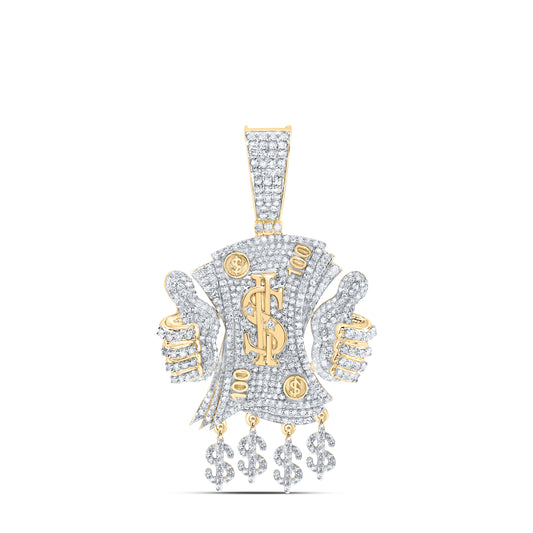 10kt Yellow Gold 2 Cttw Natural Diamond Money Hand Mens Charm