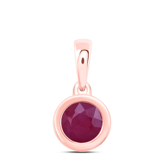 10kt Rose Gold 4 mm 0.3 cttw Diamond Ruby Round Natural Gem Round Pendant