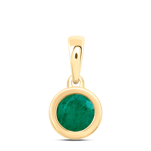 10kt Yellow Gold 4 mm 0.28 cttw Diamond Emerald Round Natural Gem Round Pendant