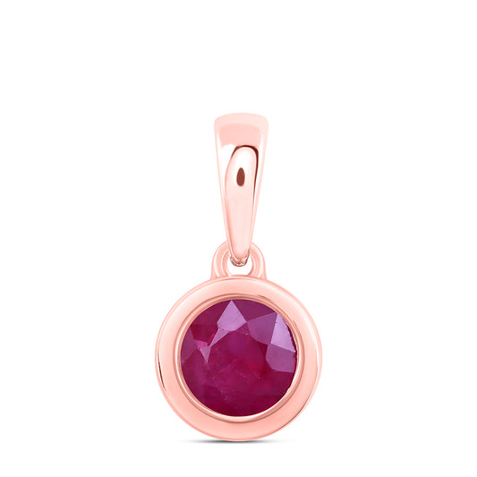 10kt Rose Gold 5 mm 0.66 cttw Diamond Ruby Round Natural Gem Round Pendant