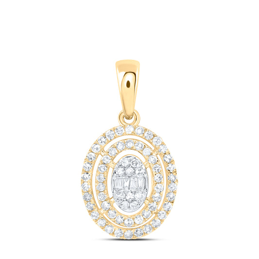 10kt Yellow Gold 1/3 Cttw Natural Diamond Fashion Oval Pendant