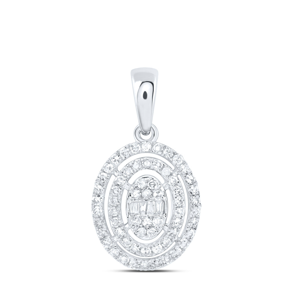 10kt White Gold 1/3 Cttw Natural Diamond Fashion Oval Pendant