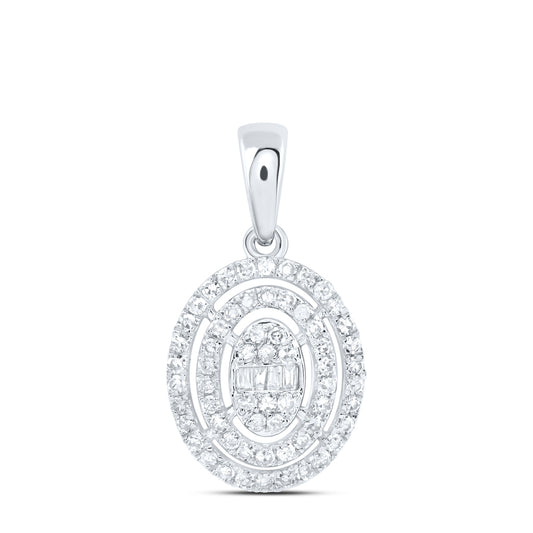 10kt White Gold 1/3 Cttw Natural Diamond Fashion Oval Pendant