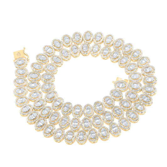 10kt Yellow Gold 13 Cttw Natural Diamond Oval Mens Chain, Length: 22 Inch