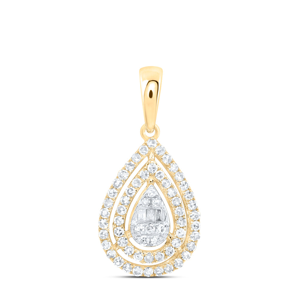10kt Yellow Gold 1/3 Cttw Natural Diamond Fashion Pear Pendant