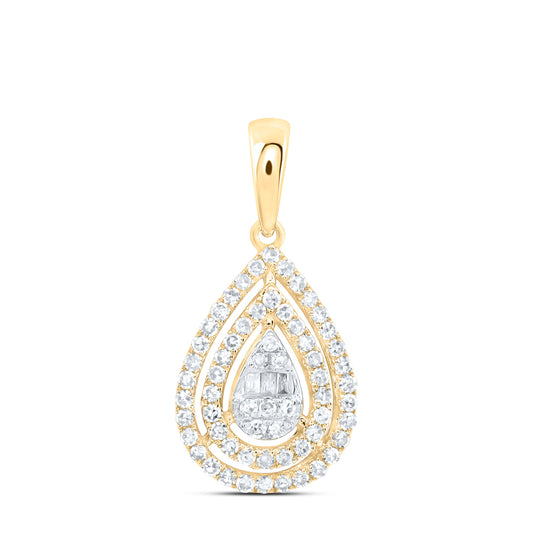 10kt Yellow Gold 1/3 Cttw Natural Diamond Fashion Pear Pendant