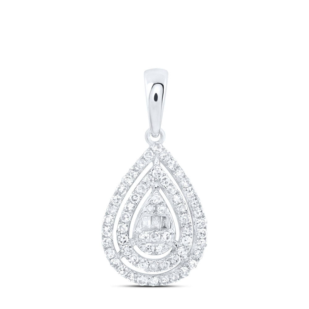 10kt White Gold 1/3 Cttw Natural Diamond Fashion Pear Pendant