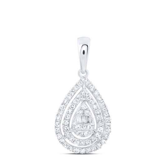 10kt White Gold 1/3 Cttw Natural Diamond Fashion Pear Pendant