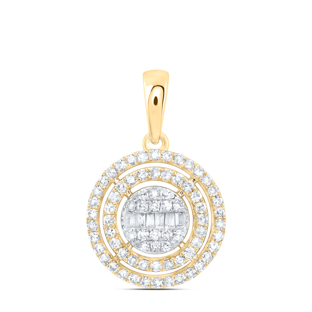 10kt Yellow Gold 3/8 Cttw Natural Diamond Fashion Round Pendant