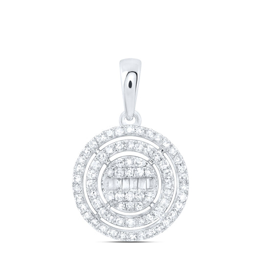 10kt White Gold 3/8 Cttw Natural Diamond Fashion Round Pendant
