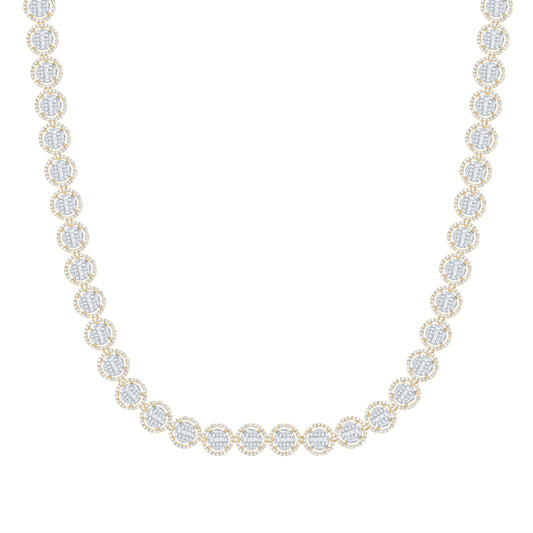 10kt Yellow Gold 13 5/8 Cttw Natural Diamond Fashion Round Necklace, Length: 22 Inch