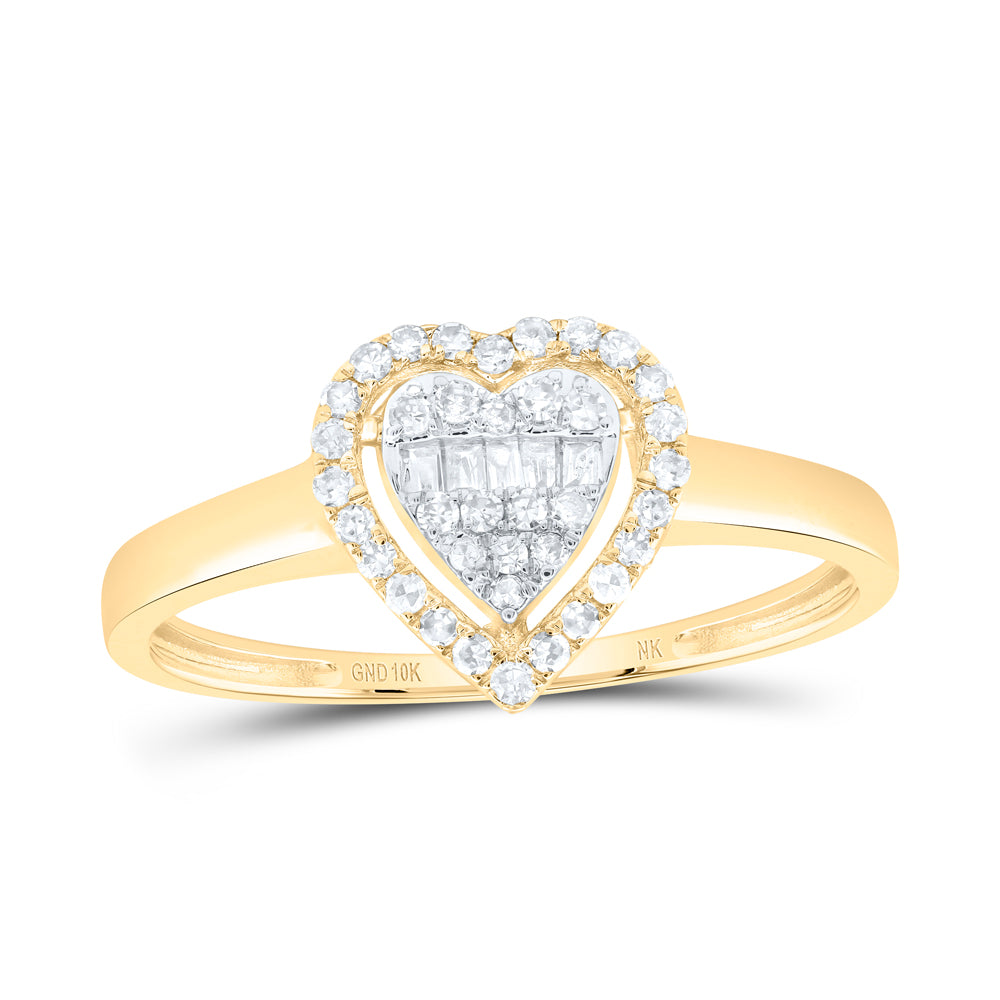 10kt Yellow Or White Gold Natural Diamond Fashion Heart Wedding Engagement Anniversary Ring