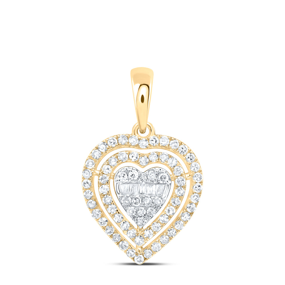 10kt Yellow Gold 3/8 Cttw Natural Diamond Fashion Heart Pendant