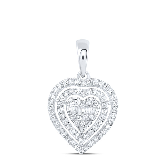 10kt White Gold 3/8 Cttw Natural Diamond Fashion Heart Pendant