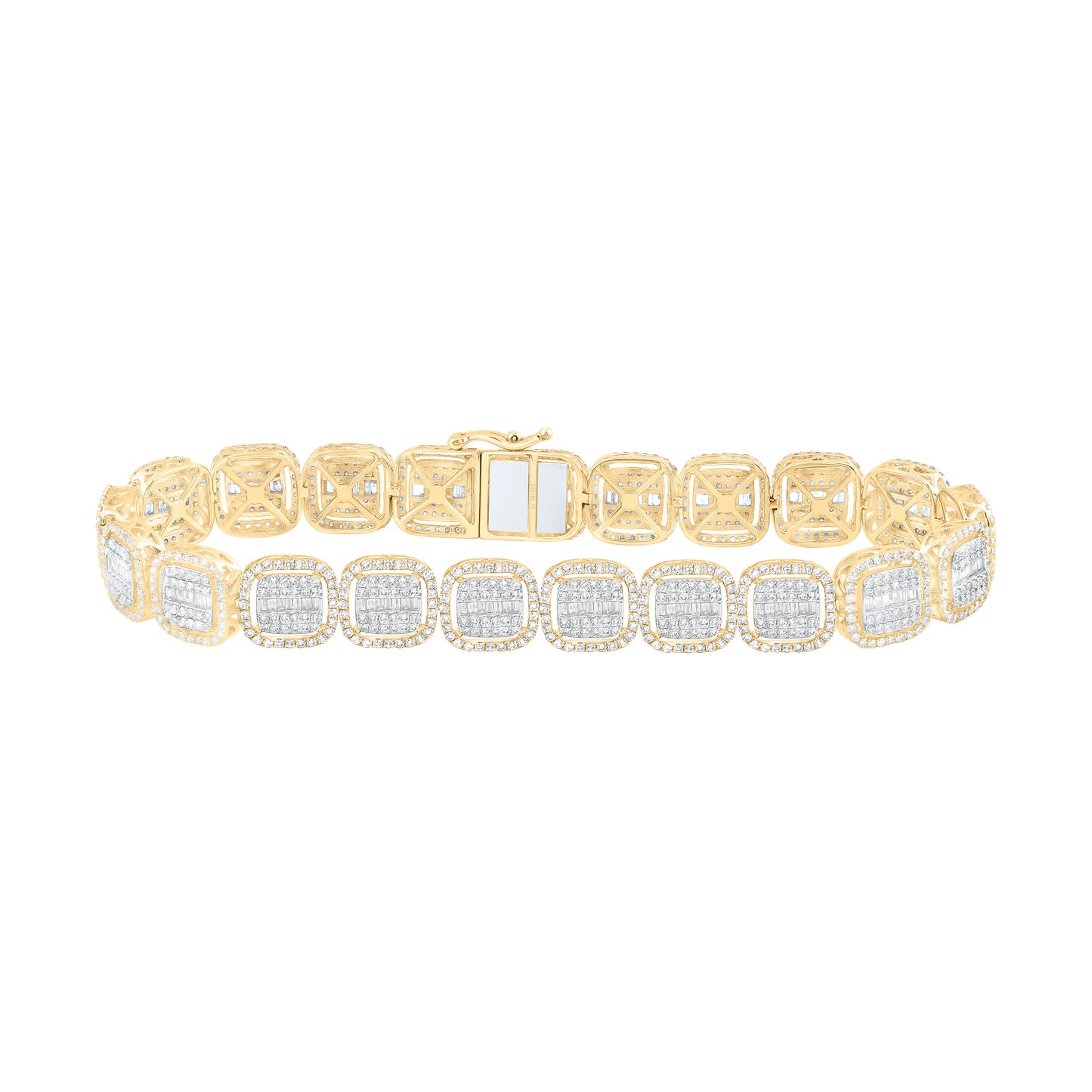10K Yellow Gold 6 3/8Ctw Natural Diamond Fashion Cushion Bracelet ( 8.5 Inch )