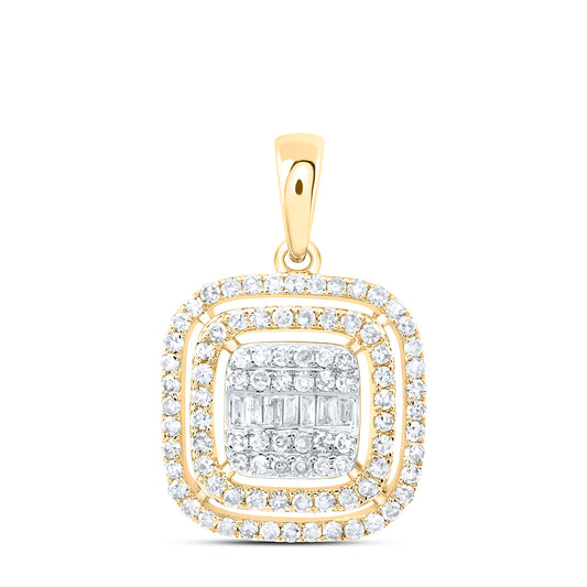 10kt Yellow Gold 1/2 Cttw Natural Diamond Fashion Cushion Pendant