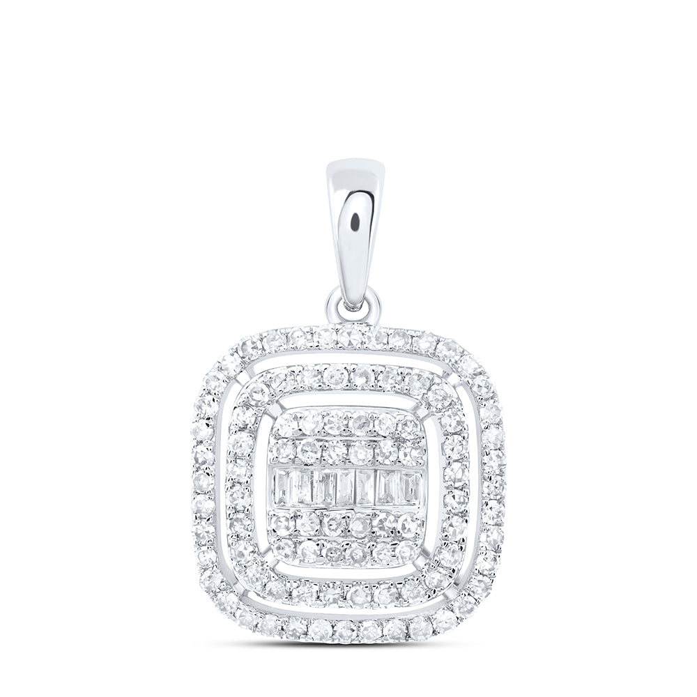 10kt White Gold 1/2 Cttw Natural Diamond Fashion Cushion Pendant