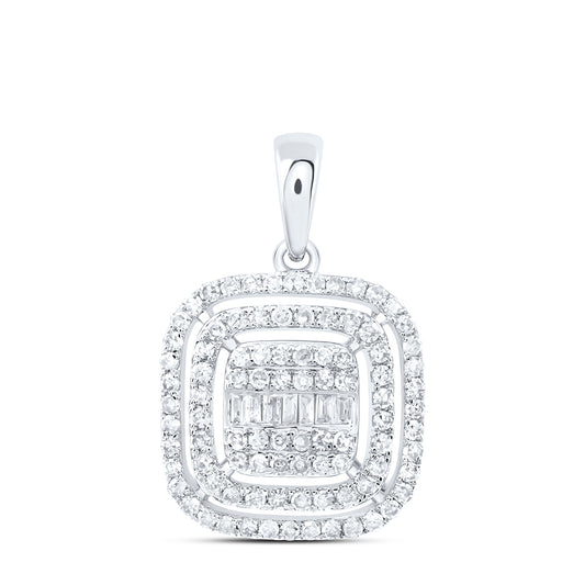 10kt White Gold 1/2 Cttw Natural Diamond Fashion Cushion Pendant