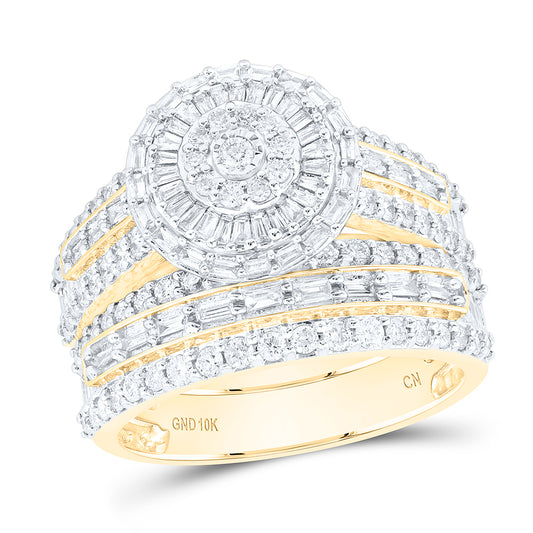 10kt Yellow Gold His & Hers 1 3/4 Cttw Natural Diamond Fashion Bridal Wedding Ring Band Set, Women Size: 5-9, Men Size: 8-12