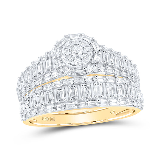 10kt Yellow Gold His & Hers 1 3/8 Cttw Natural Diamond Fashion Bridal Wedding Ring Band Set, Women Size: 5-9, Men Size: 8-12
