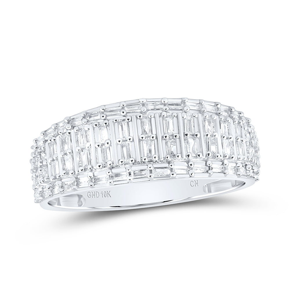 10kt White Gold His & Hers 1 3/8 Cttw Natural Diamond Fashion Bridal Wedding Ring Band Set, Women Size: 5-9, Men Size: 8-12