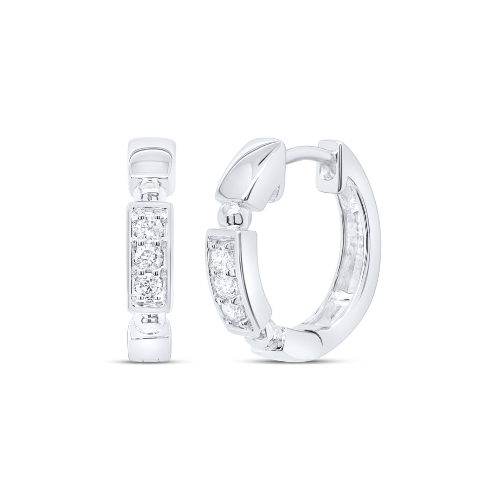 10kt White Gold 1/10 Cttw Natural Diamond Fashion Hoop Earring