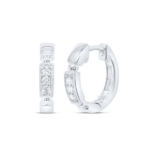 10kt White Gold 1/10 Cttw Natural Diamond Fashion Hoop Earring
