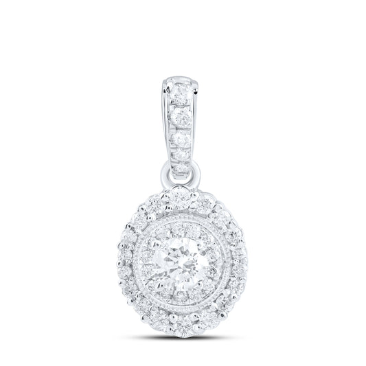 14kt White Gold 3/8 Cttw Natural Diamond Fashion Round Pendant